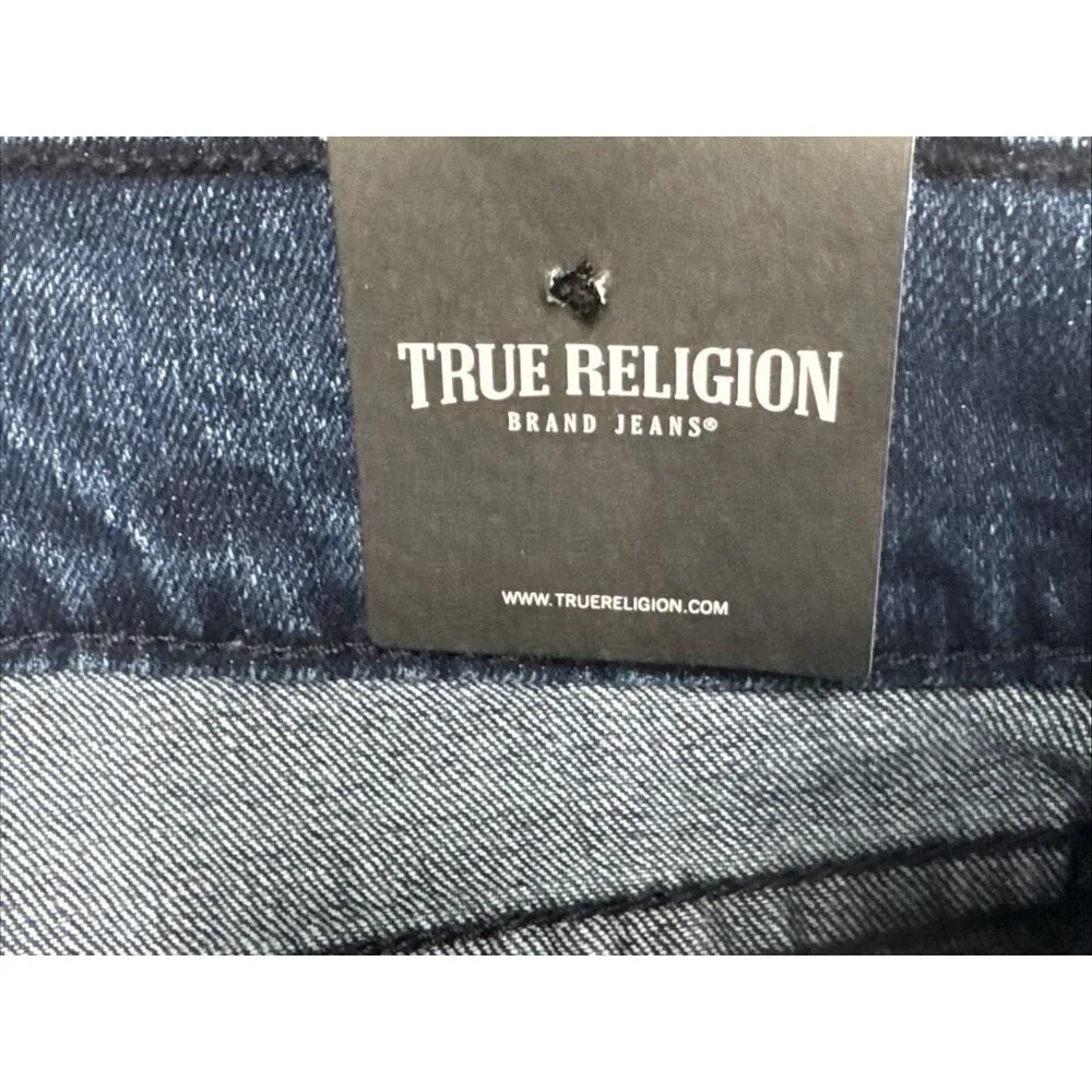 True Religion Ricky Jeans Mens 34 Blue Denim‎ Relaxed Straight Stretch $159 NEW